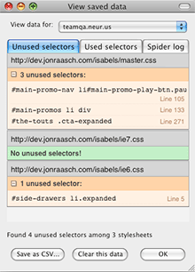 Dust-Me Selectors screenshot